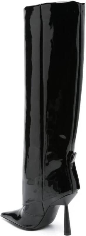 Gia Borghini Zwarte knielange lakleren laarzen Black Dames