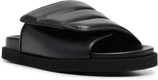 Gia Borghini Zwarte leren casual open flats muilezels Black Dames