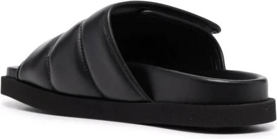 Gia Borghini Zwarte leren casual open flats muilezels Black Dames