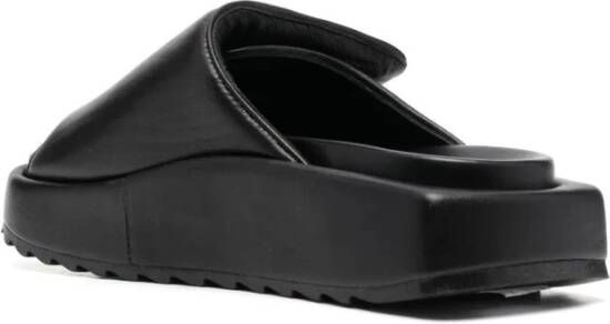 Gia Borghini Zwarte leren casual open flats muilezels Black Dames