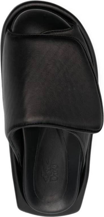 Gia Borghini Zwarte leren casual open flats muilezels Black Dames