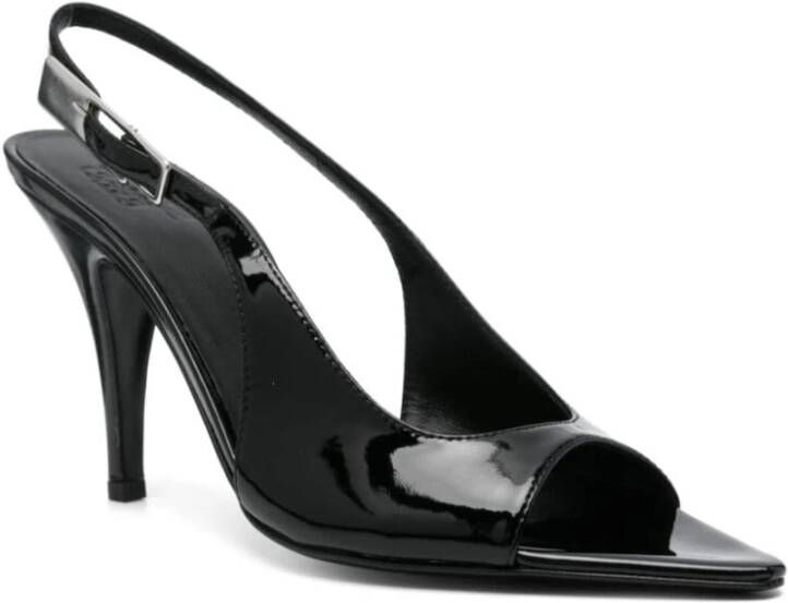 Gia Borghini Zwarte Patent Slingback Hoge Hak Schoenen Black Dames