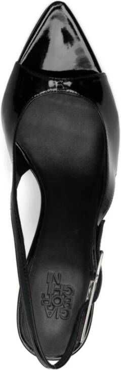 Gia Borghini Zwarte Patent Slingback Hoge Hak Schoenen Black Dames