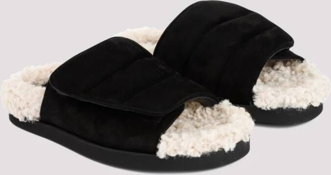 Gia Borghini Zwarte Sandalen met Shearling Voering Black Dames