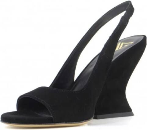 Giampaolo Viozzi Zwarte suède sandalen met 95mm hak Black Dames