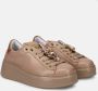 Gio+ Beige Leren Sneakers met Gelamineerd Detail Beige Dames - Thumbnail 2