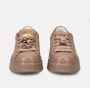 Gio+ Beige Leren Sneakers met Gelamineerd Detail Beige Dames - Thumbnail 3