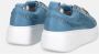 Gio+ Blauwe Leren Sneakers met Raffia Blue Dames - Thumbnail 4