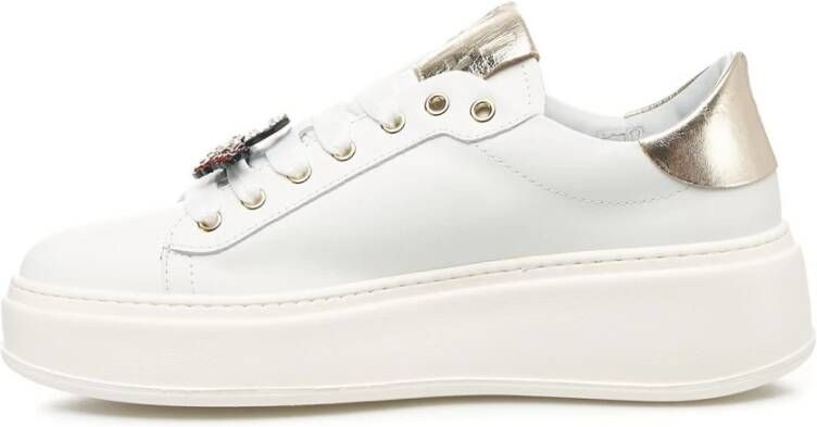 Gio+ Glitter Sneakers met Contrasterende Hiel Detail White Dames