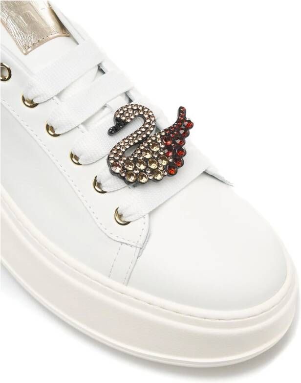 Gio+ Glitter Sneakers met Contrasterende Hiel Detail White Dames