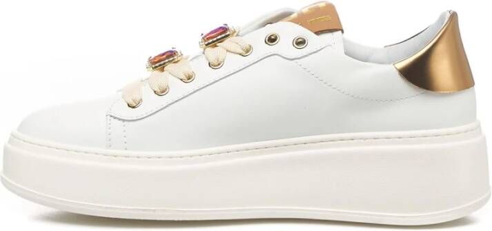 Gio+ Glitter Sneakers met Contrasterende Hiel Detail White Dames