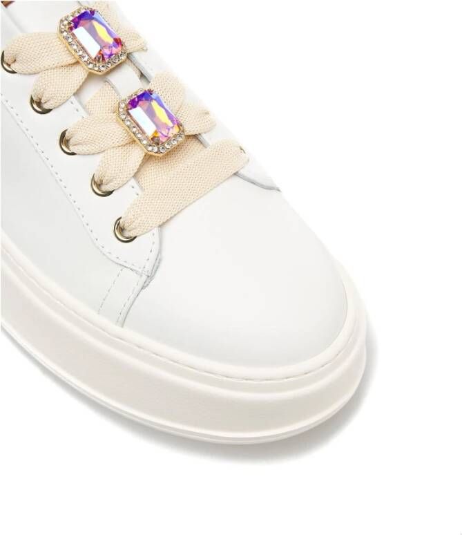 Gio+ Glitter Sneakers met Contrasterende Hiel Detail White Dames