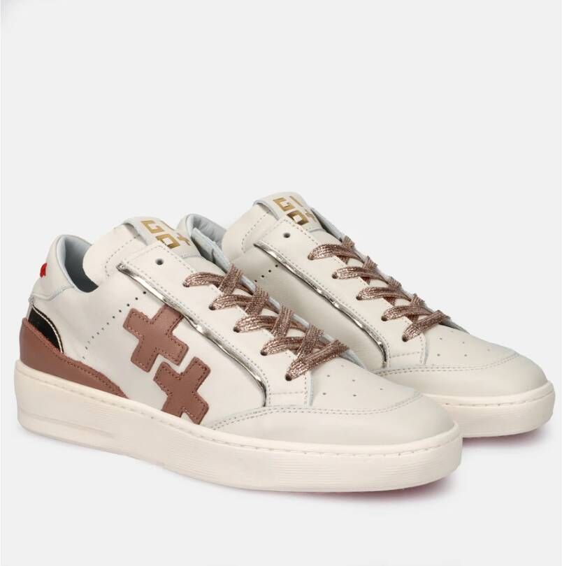 Gio+ Handgemaakte leren sneakers met uitneembare binnenzool Beige Dames