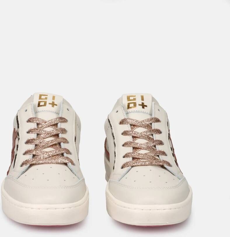 Gio+ Handgemaakte leren sneakers met uitneembare binnenzool Beige Dames