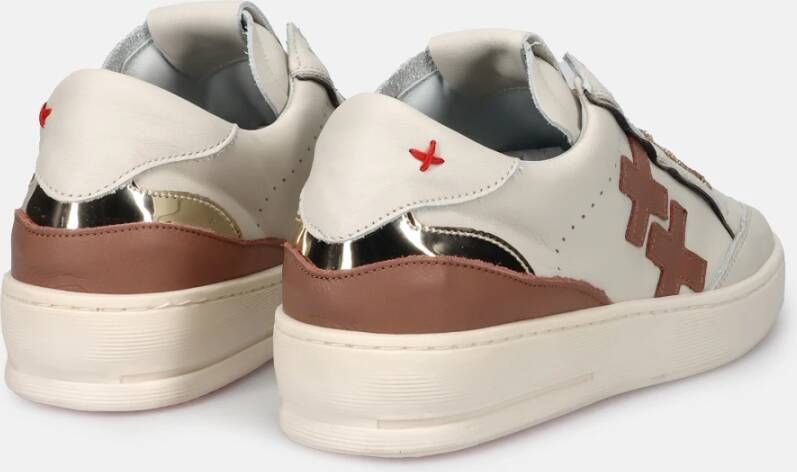 Gio+ Handgemaakte leren sneakers met uitneembare binnenzool Beige Dames