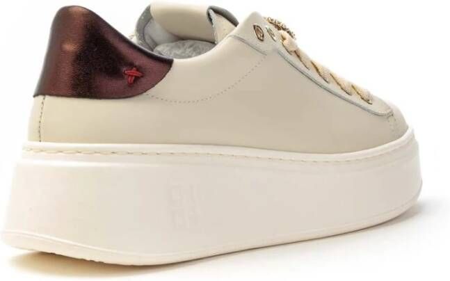 Gio+ Latte leren oversized sneakers voor dames Beige Dames