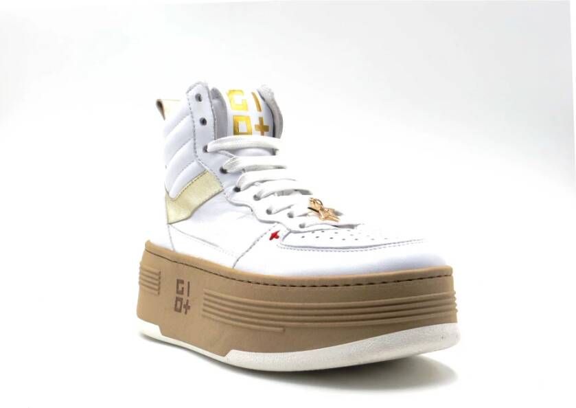 Gio+ Leren Sneaker met Turkooise Accenten White Dames