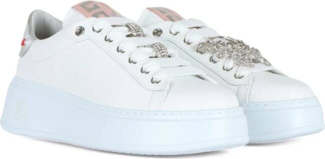 Gio+ Leren Sneakers met Vlinder Detail White Dames