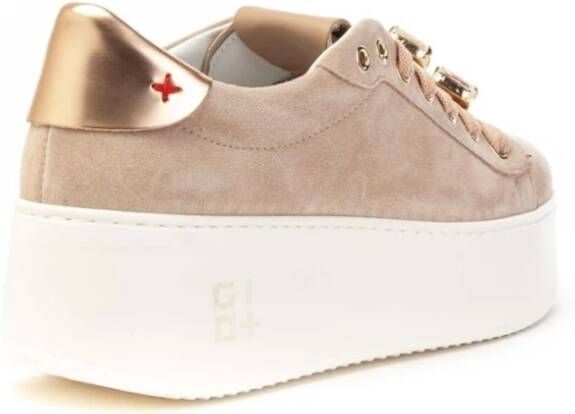 Gio+ Roze Suède Sneakers met Juweelbedels Beige Dames