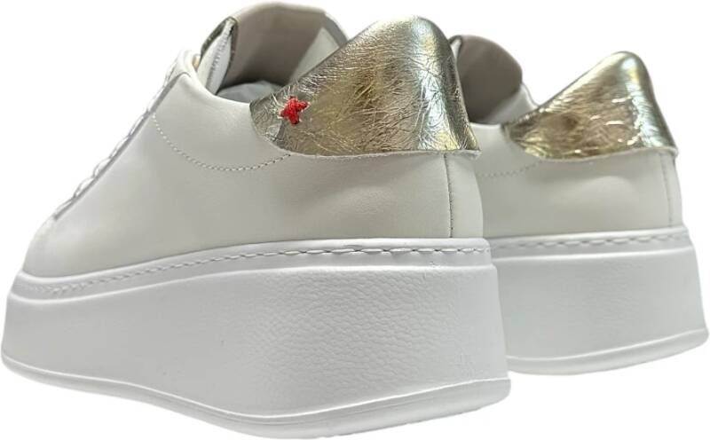 Gio+ Sneakers van leer met verwijderbare accessoires 5 cm rubberen zool White Dames