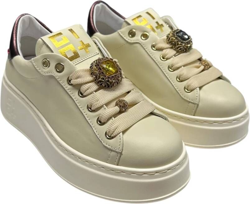 Gio+ Sneakers van verwijderbare accessoires leer Beige Dames