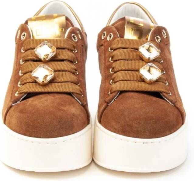 Gio+ Suède sneakers met juweelaccenten Brown Dames