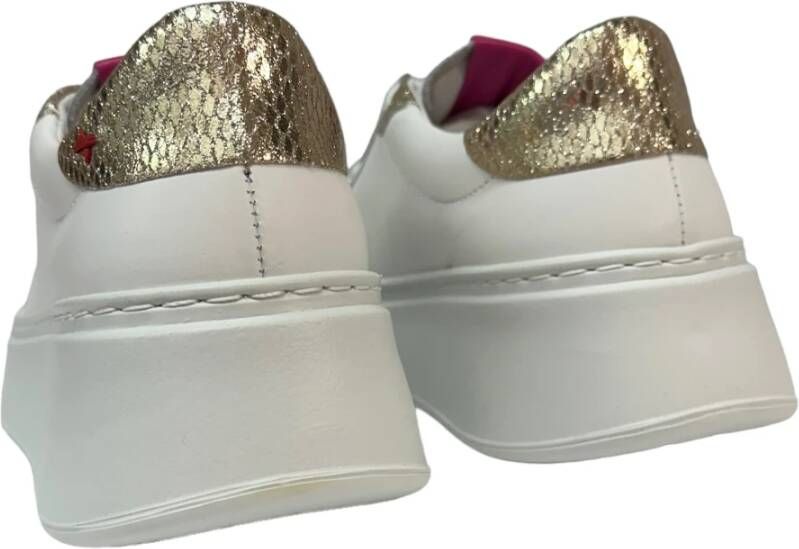 Gio+ Witte kalfsleren sneaker met verwijderbare accessoires White Dames