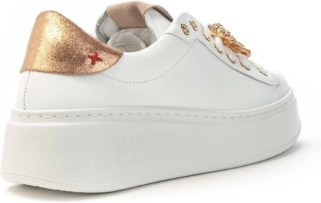 Gio+ Witte leren katten detail platform sneakers White Dames