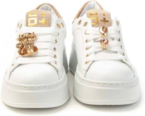 Gio+ Witte leren katten detail platform sneakers White Dames