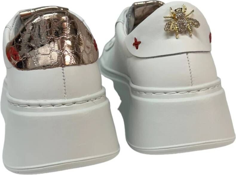 Gio+ Witte leren sneaker met verwijderbare accessoires White Dames