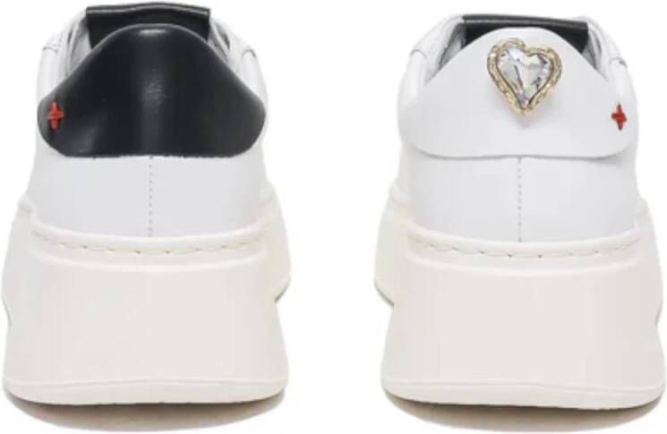 Gio+ Witte Leren Sneakers met Juweeldetails White Dames