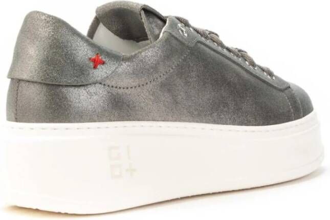 Gio+ Zilveren Leren Sneakers met Decoratieve Details Gray Dames