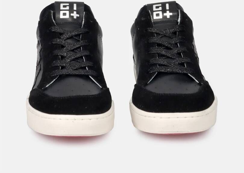 Gio+ Zwarte Leren Sneakers met Verwijderbare Binnenzool Black Dames