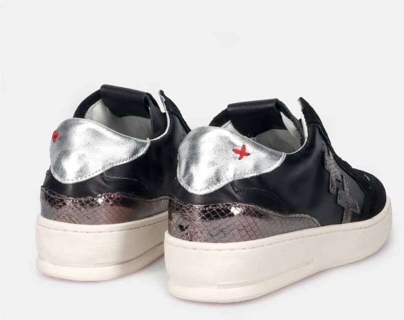 Gio+ Zwarte Leren Sneakers met Verwijderbare Binnenzool Black Dames