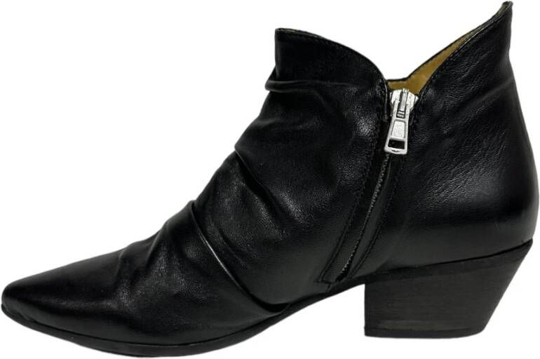 Gio+ Zwarte leren Texaanse laarzen Black Dames