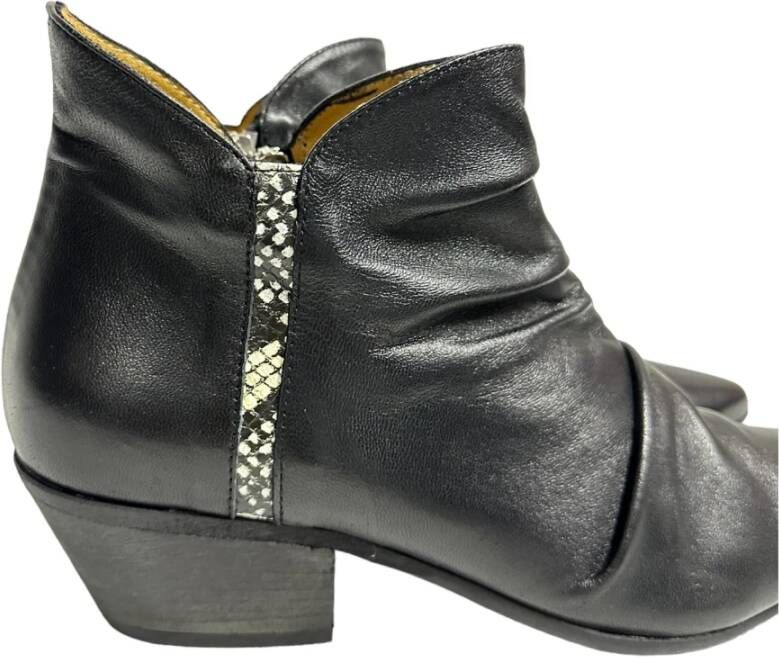 Gio+ Zwarte leren Texaanse laarzen Black Dames