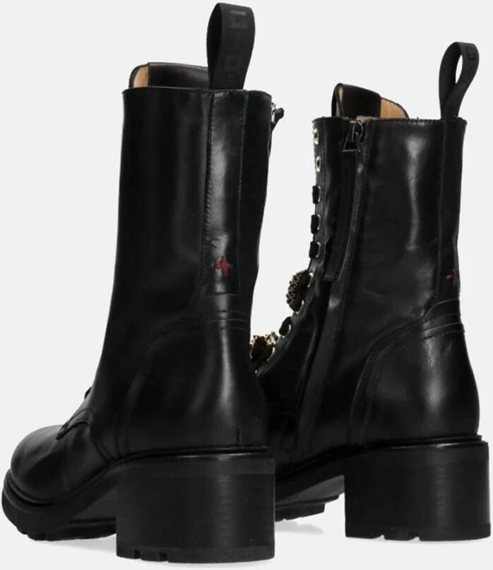 Gio+ Zwarte Veterschoenen met Studs Black Dames