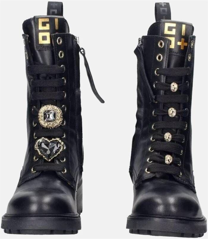 Gio+ Zwarte Veterschoenen met Studs Black Dames