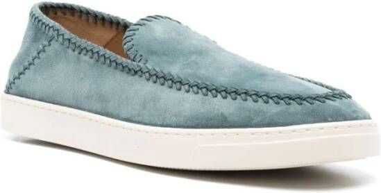 Giorgio Armani Blauwe Elegante Gesloten Platte Sneakers Sneaker Blue Heren