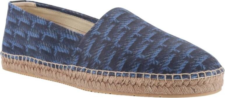 Giorgio Armani Blauwe Suède Espadrilles met Leren Patch Blue Heren