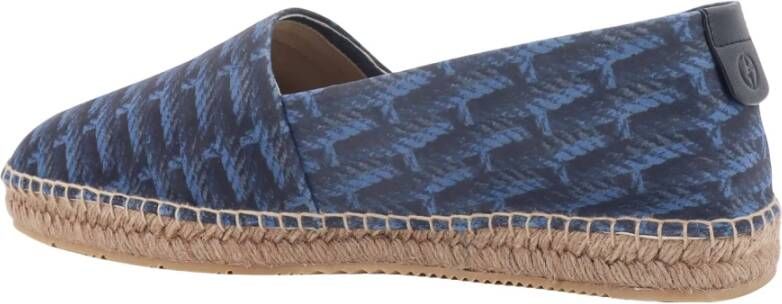 Giorgio Armani Blauwe Suède Espadrilles met Leren Patch Blue Heren