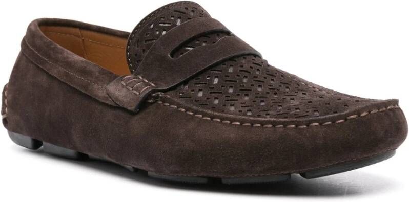 Giorgio Armani Bruine Loafers Elegant Gesloten Platte Brown Heren