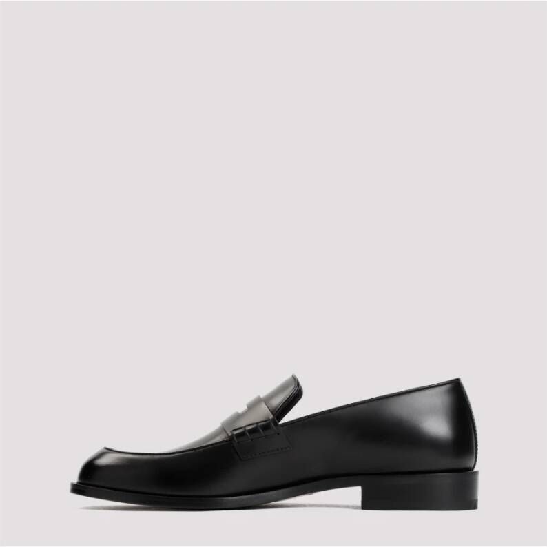 Giorgio Armani Bull lederen loafers zwart Black Heren