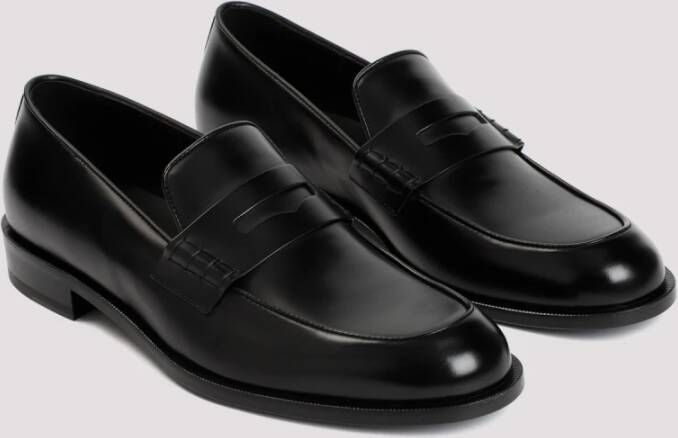 Giorgio Armani Bull lederen loafers zwart Black Heren