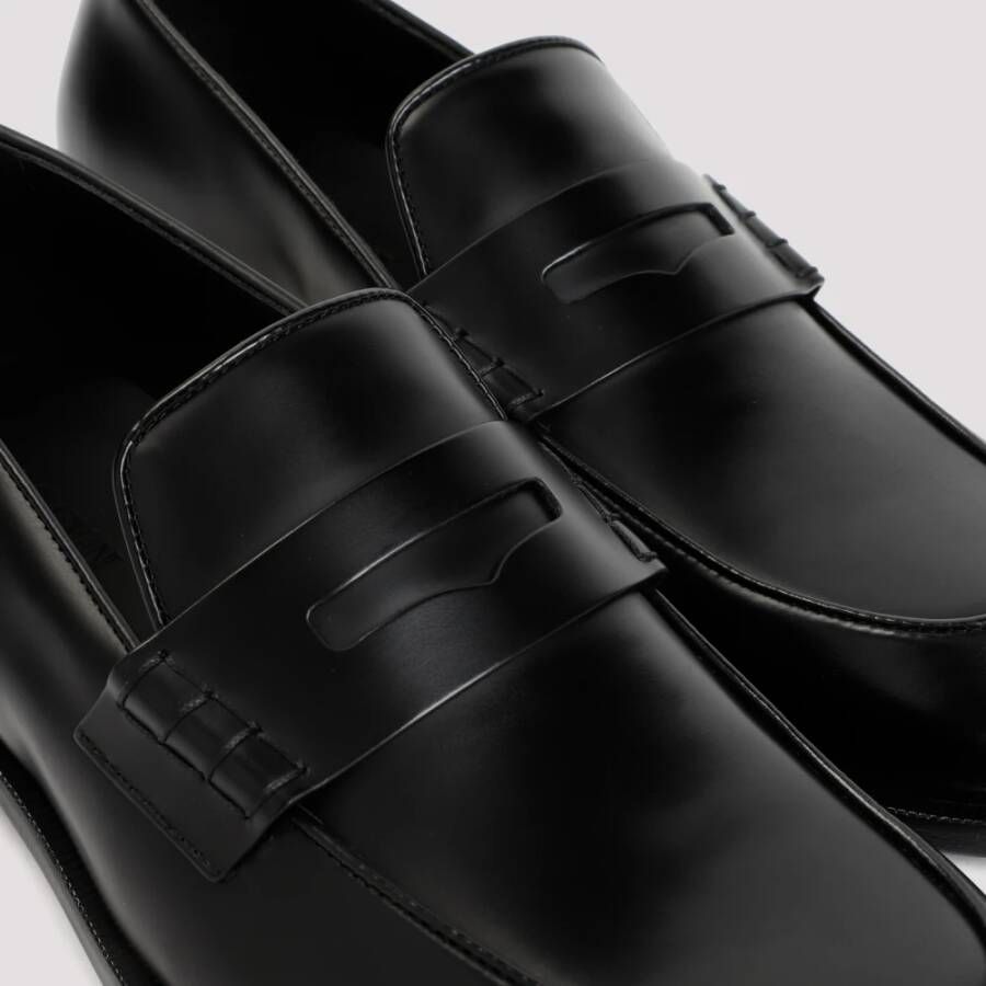 Giorgio Armani Bull lederen loafers zwart Black Heren