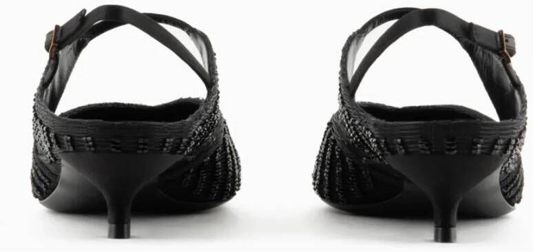 Giorgio Armani Elegante Beaded Slingback Sandalen Black Dames