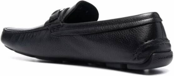 Giorgio Armani Elegante Zwarte Leren Loafers Black Heren