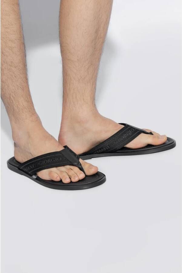 Giorgio Armani Flip-flops met logo Black Heren