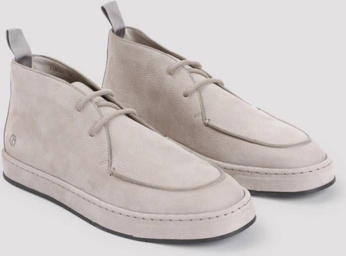 Giorgio Armani Grijze Leren Veterschoenen Gray Heren