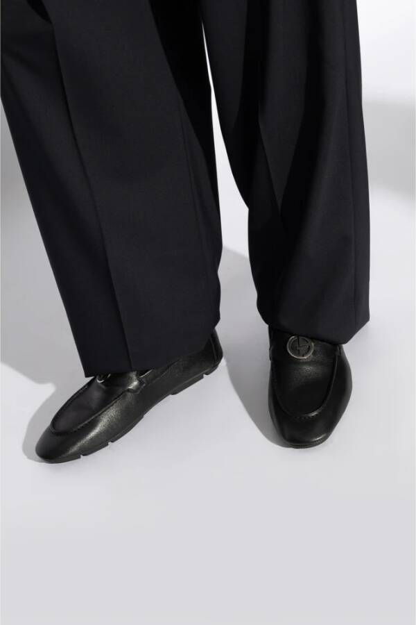 Giorgio Armani Leren Loafers Black Heren